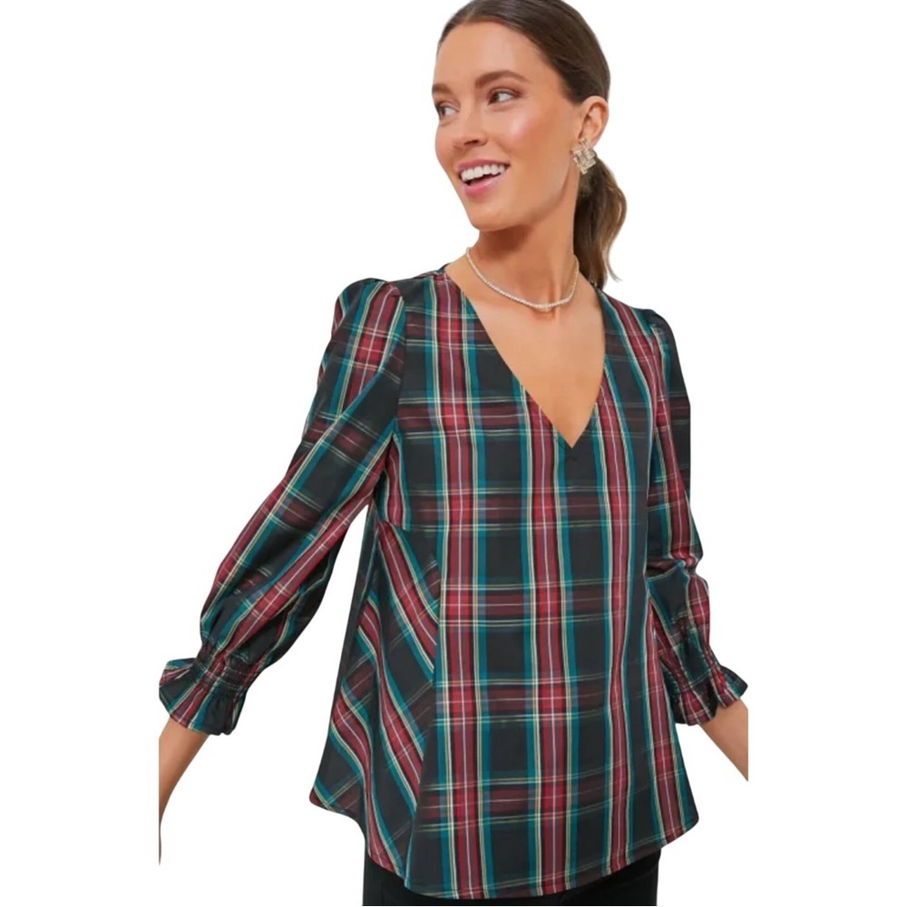 NWT Tuckernuck Highland Plaid Easton Blouse in Tartan Plaid Size L
